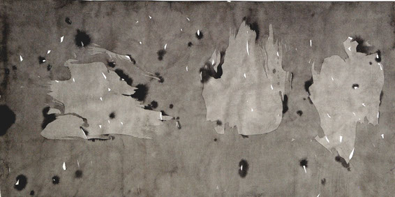Three pieces of wood, ink painting 68/138cm